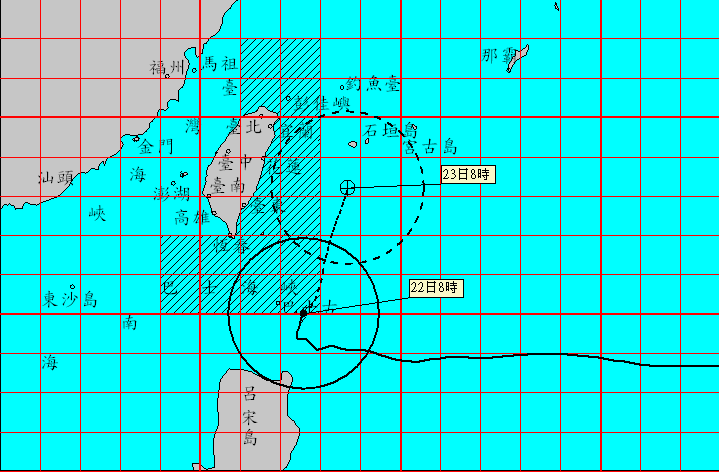 天鵝颱風路徑圖。