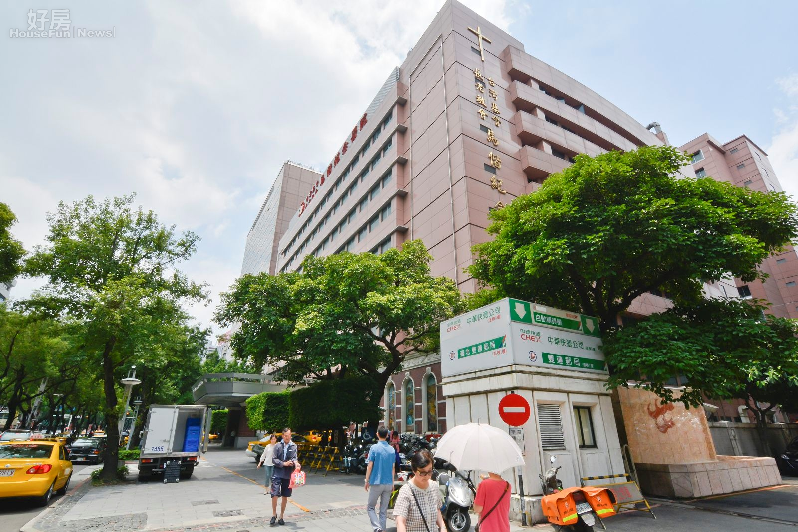 馬偕醫院,中山北路二段,醫院,街景。(好房news記者 陳韋帆/攝影)