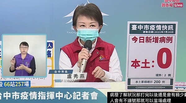 台中疫情。圖/翻攝自盧秀燕臉書直播