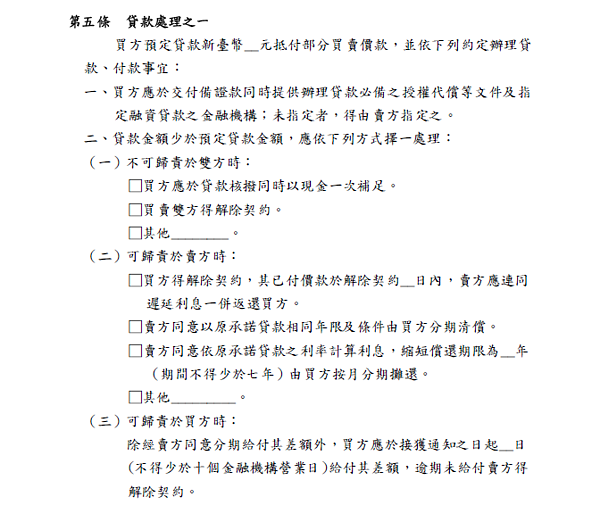 民眾簽約時務必注意退場機制，保障貸款成數不足時可順利解約。（內政部網站）