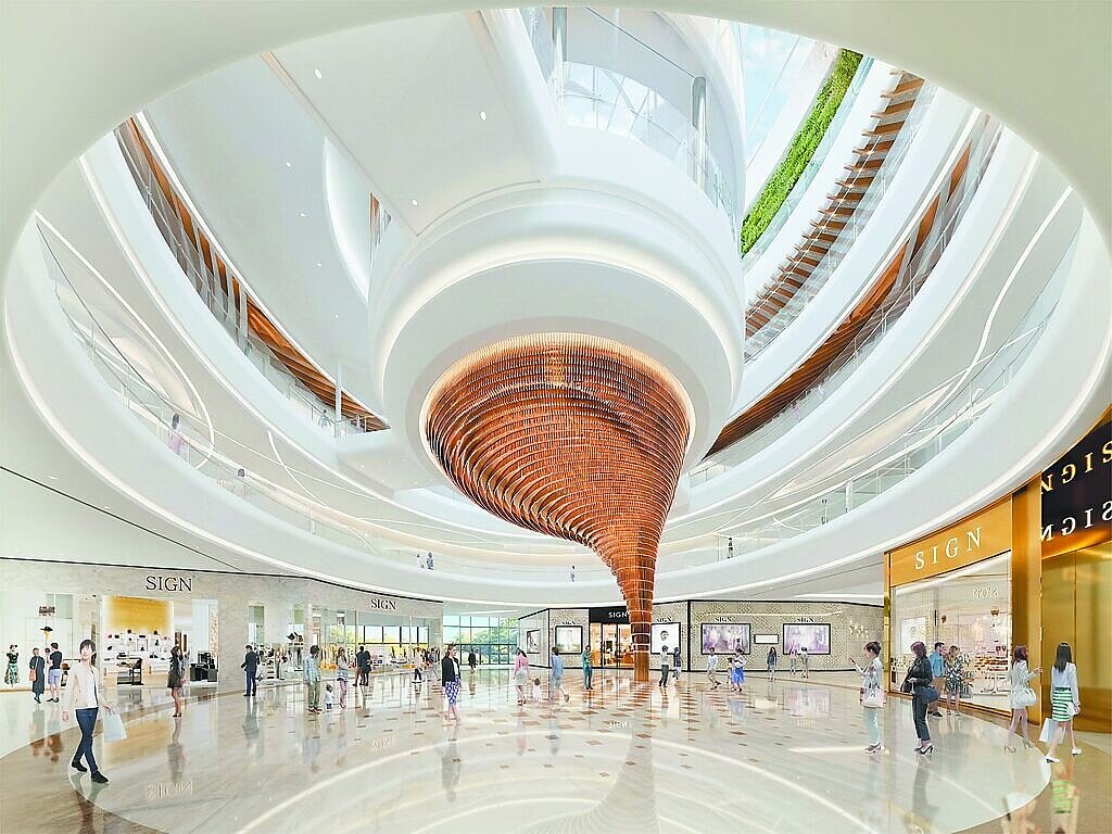 漢神洲際購物廣場館內「光嶼中庭」示意圖。圖／漢神洲際提供
