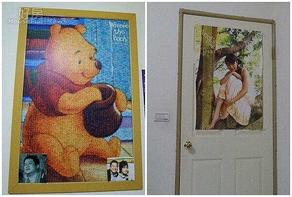 5.小熊維尼是他最喜歡的卡通人物。
6.門上高掛的是林依晨個人的大海報，相當醒目。

