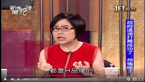 于美人批評北市府在精華地段蓋公共住宅，就如同Hang Ten和Hermes一起開店一樣。（翻攝自新聞挖挖挖Youtube）