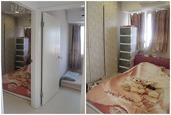 3. 一大一小的房間可是水泥隔間,隔音效果佳。
4. 主臥不大,但有成排的衣櫃可收納。