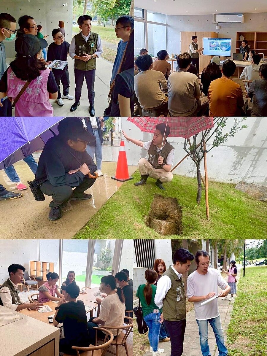 新竹市北區金雅里公園綠地無預警出現多個坑洞，成為公安隱形殺手。圖／新竹市議員劉康彥提供

