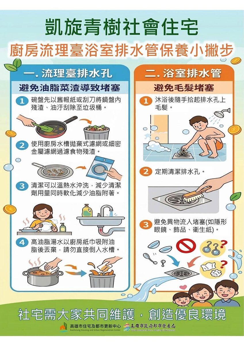 「凱旋青樹」租戶即日起可至1樓服務台登記排定施作。圖／高雄市政府提供