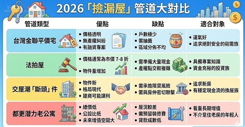 2026 「撿漏屋」管道大對比。圖／由 AI 生成。