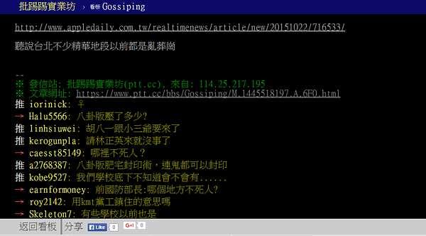 對於西門町紅樓底下過去是墳場,網友都覺得不以為意。(翻攝自PTT)