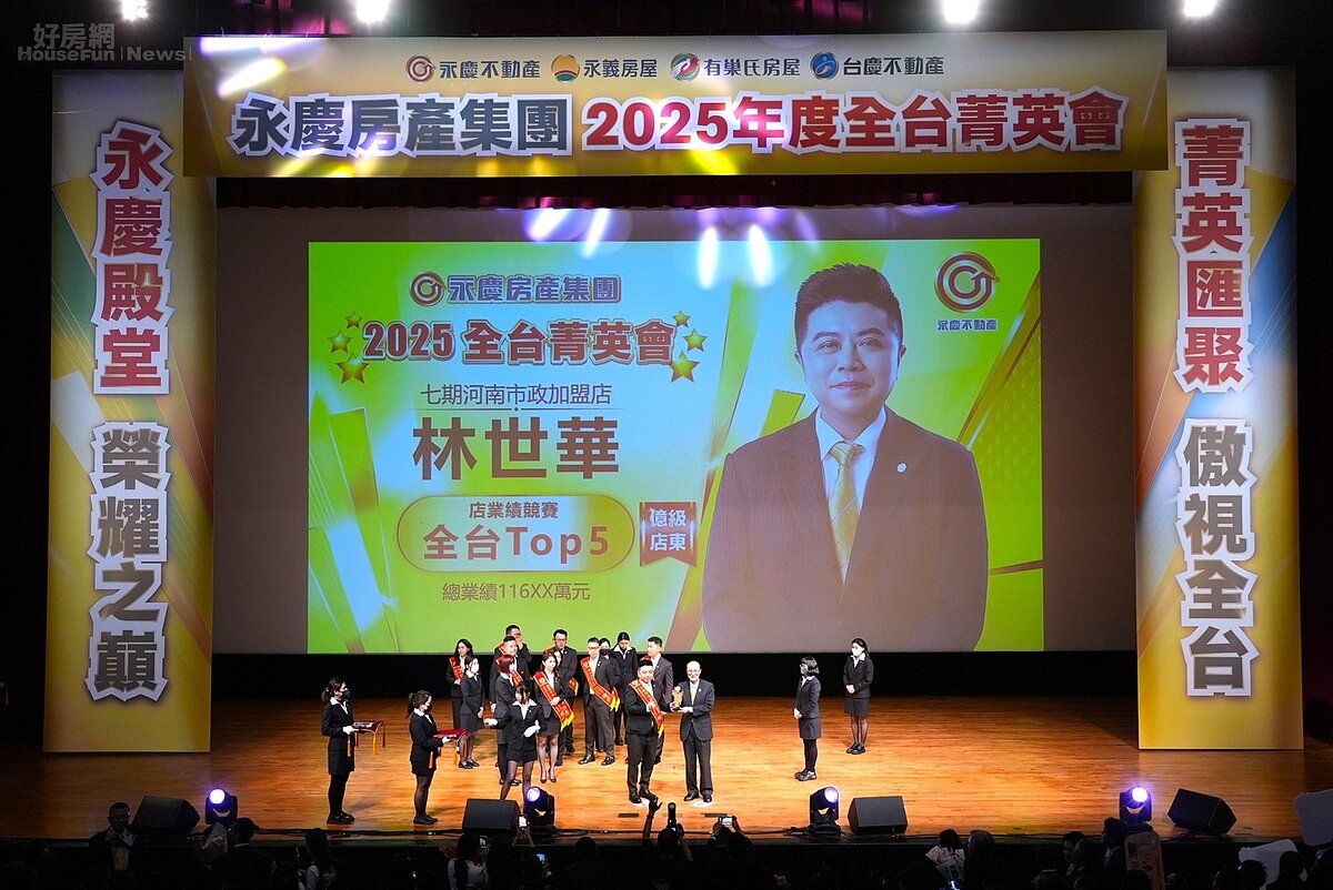 永慶不動產七期河南市政加盟店2025業績近1.2億元，也是該店連續第5年業績突破億元。圖／永慶房產集團提供
