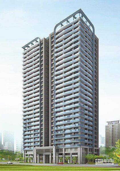 位於潮洋公園第一排的「允將大有」個案,正對朝馬運動中心,景觀視野無敵,換屋族最愛。(圖/黃繡鳳)