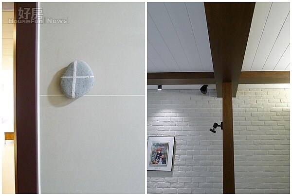 8.大門入口的石頭上刻著十字架。
9. 客廳的木樑交叉出十字架的造型。