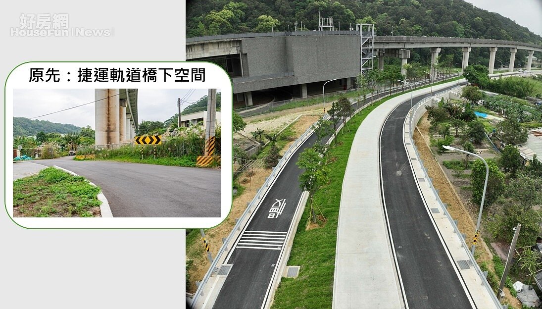 桃園市蘆竹鄉赤塗路前後對照。圖／桃園市政府
