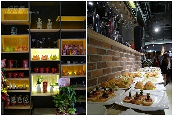 3.牆上櫃子裡擺放著茶罐、咖啡罐,造型很有特色。
5.紅磚牆面的吧檯,很有北歐風格。