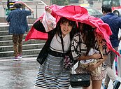 午後暴雨　路上行人狼狽遮雨
