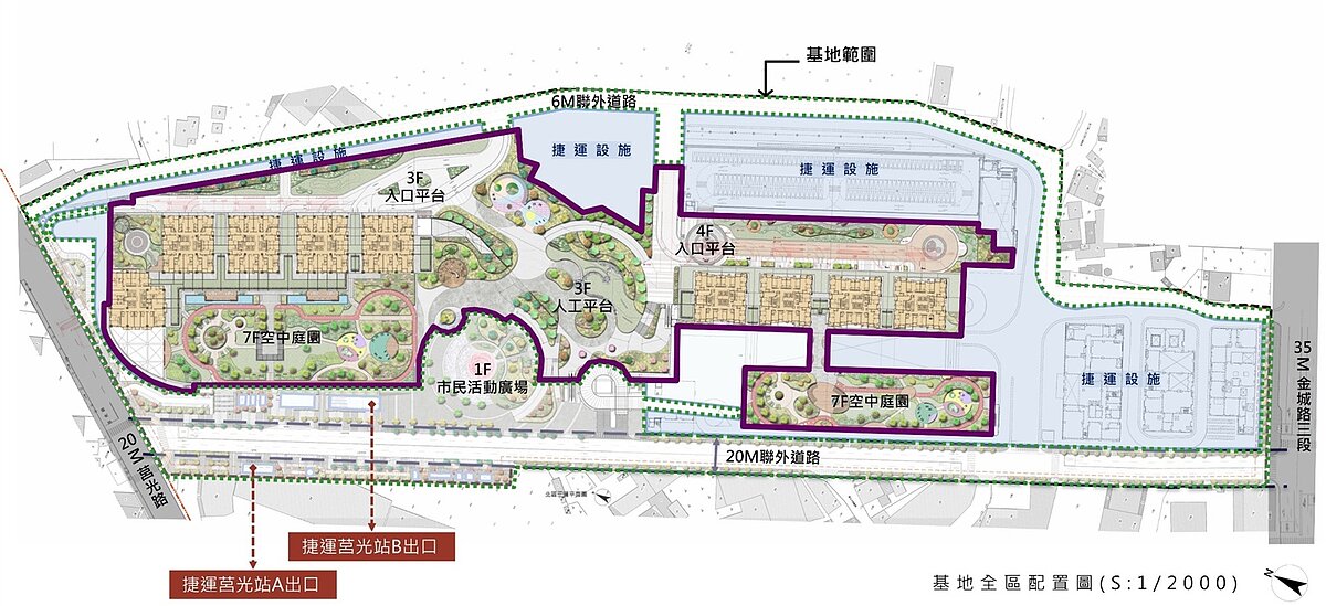 新北捷金城機廠聯開案平面配置圖。圖／新北市政府城鄉發展局提供