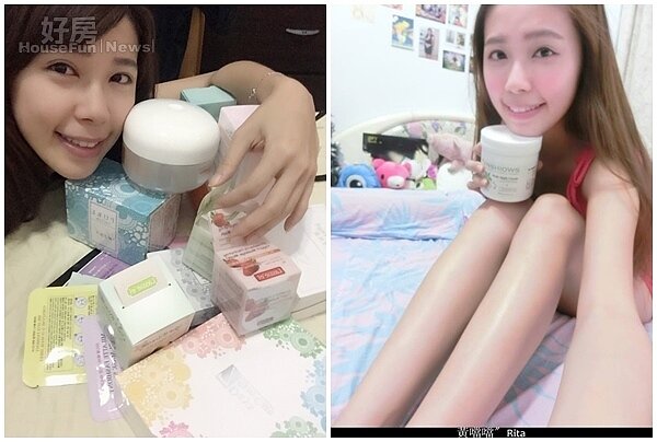 5.本身也是彩妝部落客,為了要親身體驗常到處購買保養品。
6.床頭櫃上的娃娃玩偶全是粉絲送的,Rita認為每一隻都代表著粉絲的心意;牆上也貼滿攝影大哥、粉絲以及朋友沖洗的相片。