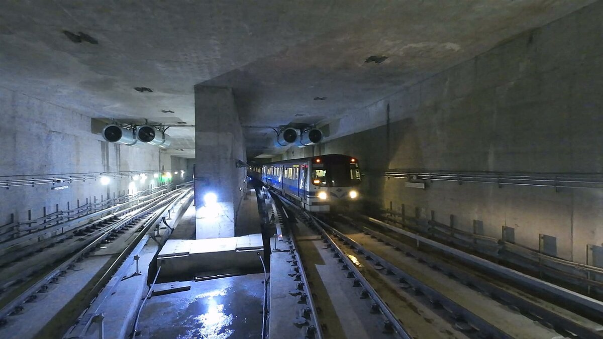 淡水信義線東延段穩定性測試畫面。圖/台北市捷運工程局提供