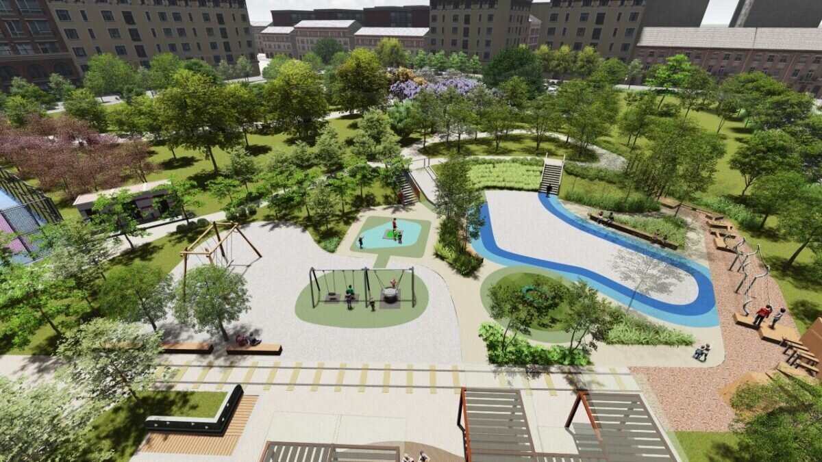 此案為桃園區第1個公保地解編重劃案開工之工程案件，今日正式動工，預計於明年完工。圖：市府提供