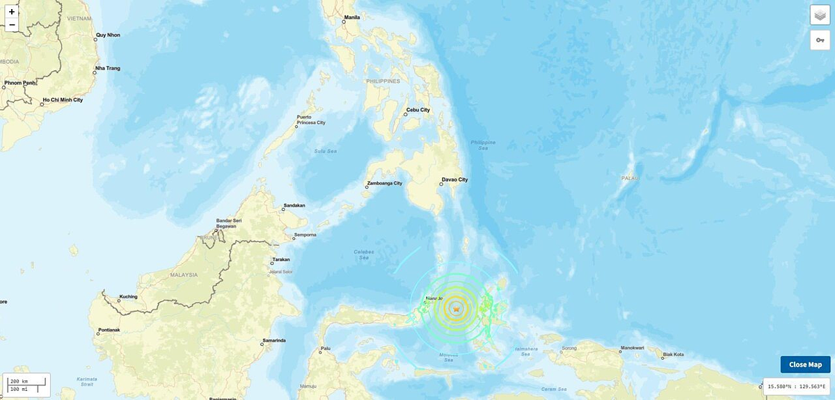 美國地質調查所（USGS）表示，印尼東部外海2日清晨發生規模7.4強震，並觸發鄰近國家的海嘯警報。照片翻攝自usgs.gov
