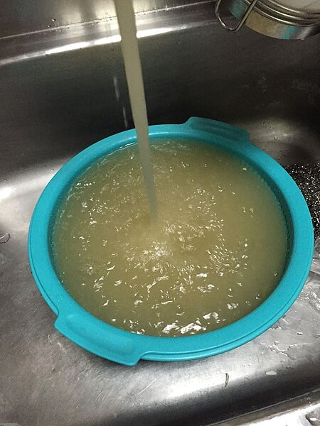 颱風過後,自來水品質大降變「黃湯」。(翻攝自我是永和人Facebook社團/姜玲提供)