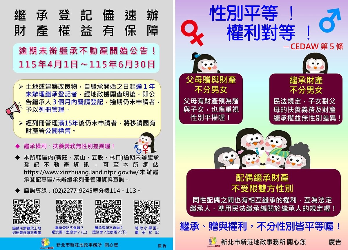 新莊公告逾期未繼承不動產。圖/新北市新莊地政事務所提供