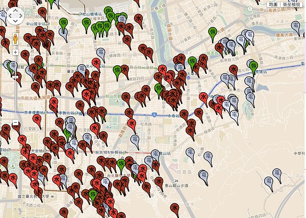 蘇迪勒停水停電地圖。(截自蘇迪勒颱風-停水停電地圖)