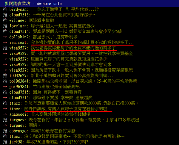 為什麼揹房貸的人,過得比沒買房的人還輕鬆?(翻攝自PTT)