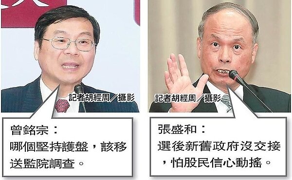 立委曾銘宗(左)與財政部長張盛和(右)。 圖/聯合報提供
