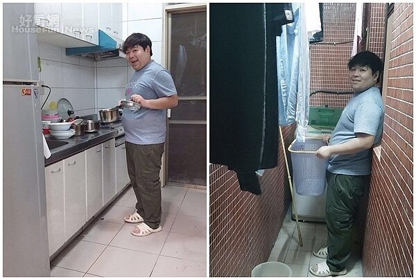 7. 家中有個寬敞廚房,節儉的山豬有時也會在家中煮飯來吃!
8. 還有個陽台可以曬衣服,相當方便。