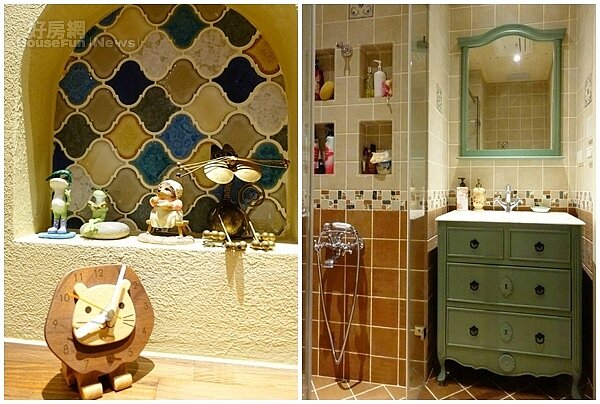 7.包括客廳、浴室等空間牆面皆可見到挖洞設計,可用來放置一些物品。
8.浴室裡就連鏡子、洗手台等傢俱挑選也不馬虎。