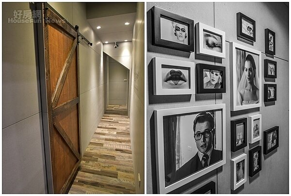 8.一樓倉庫改用軌道穀倉門，廊道上也以許多張明星相框照片裝飾。