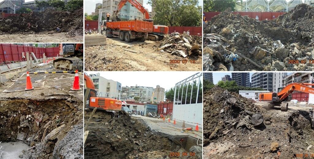 大直培英社宅基地曾於民國109年施工期間發現遭非法掩埋近7000噸包含紅磚包含紅磚、水泥塊、輪胎、油桶等營建廢棄物,多花費近5000萬、出動247車次運往台中處理。圖/民眾提供