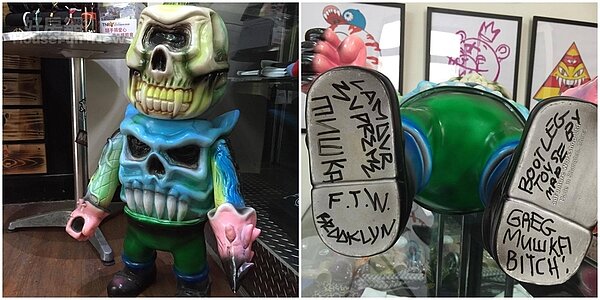 4.工作室裡擺著全台灣唯二的MISHKA大型公仔,MISHKA主理人與設計師日前來台灣,也親自在公仔上留下簽名。