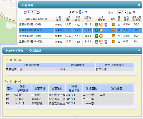 實價登錄將「地下儲物空間」合併計算，導致房屋單價被大幅拉低。（翻攝自實價登錄網）