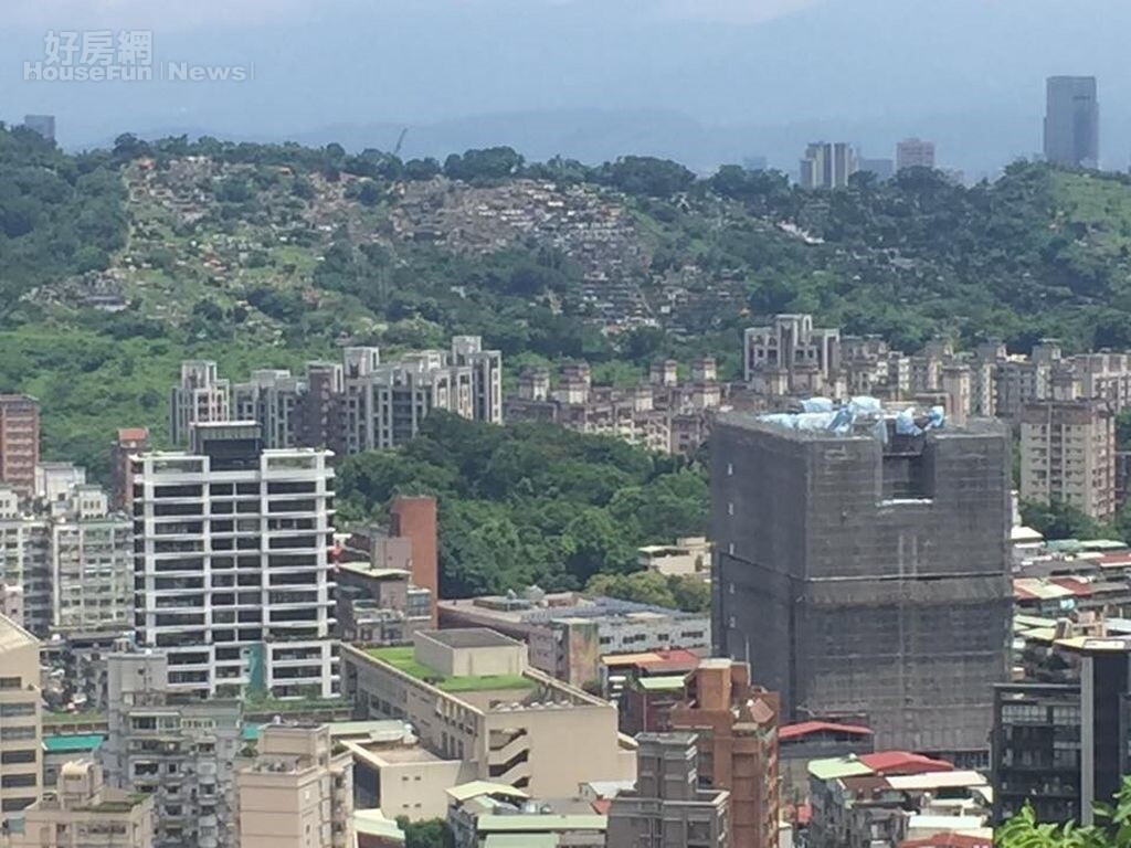 台北房市鳥瞰、俯瞰、高空情境圖，高樓層看得到福地、墳墓。（好房網News記者張聖奕／攝影）