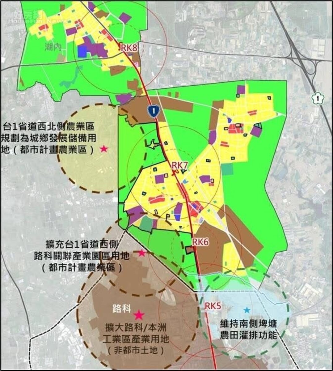 路竹通盤檢討變更原則示意圖/高雄市都發局提供