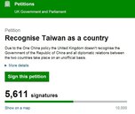 英公民向國會請願　要求承認台灣是獨立國家
