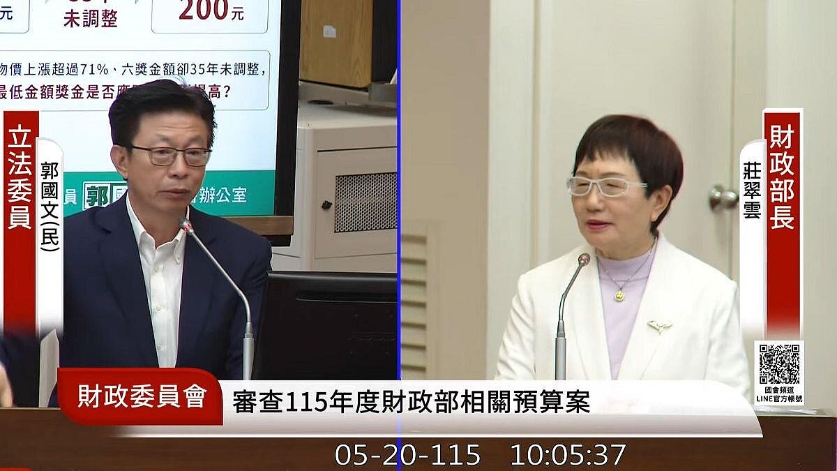 民進黨立委郭國文20日在立法院財政委員會質詢時指出,自民國100年財政部增設1000萬元特別獎以來,累計已開出1250張千萬發票,但其中竟有304張至今無人領取。圖/翻攝《國會論壇》頻道