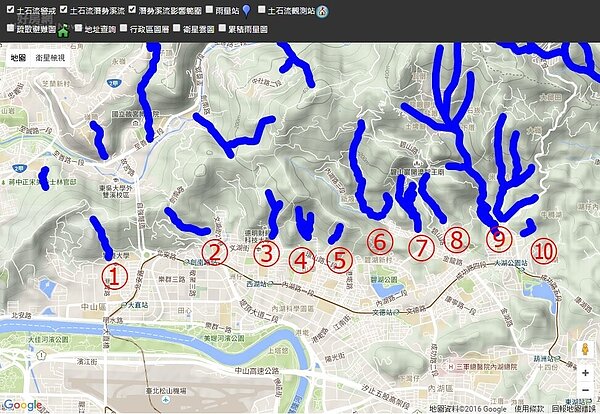 內湖土石流警戒路段。（資料來源／行政院農委會水土保持局）