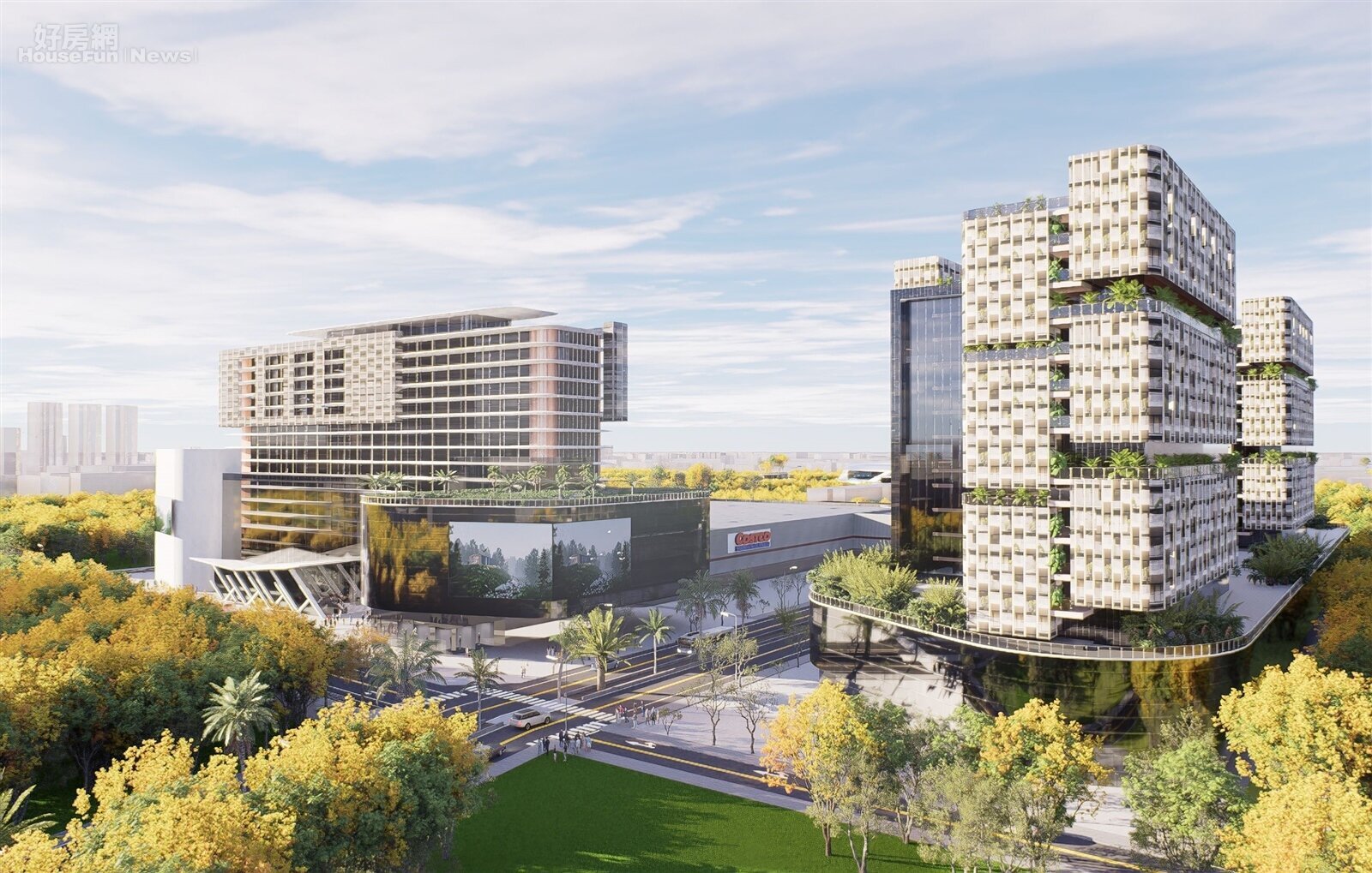 東區新都心段都更案招商建築模擬示意圖。圖/台南市政府都市發展局