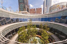 六到八樓的閱讀者，還可看著滿園的綠意品嚐書香。