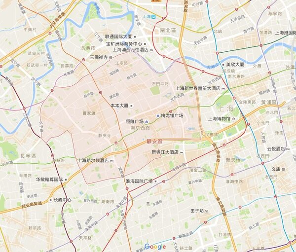 上海地王出現在上海靜安區。（擷取自google map）