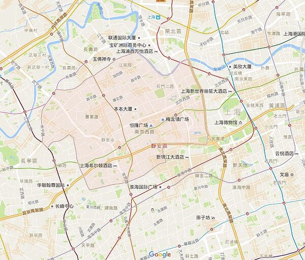 上海地王出現在上海靜安區。(擷取自google map)