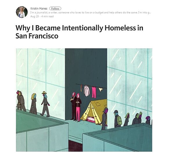 美國一名女記者在部落格上描述自己如何在野外「求生」並還清貸款的方式。(翻攝自thebolditalic)