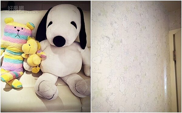 7.夢琪把最愛的史努比處處打造於她優雅的家中,甚至有一間房間用立體的史努比壁貼佈置。