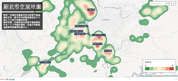 新北市空屋地圖。（截自moeagis.carto.com）