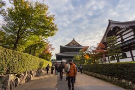深秋的京都一早氣溫大都在10度以下，保暖厚重衣物不可少。