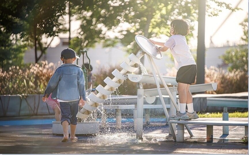 迪化休閒運動公園暢玩戲水設施。圖/台北市政府提供