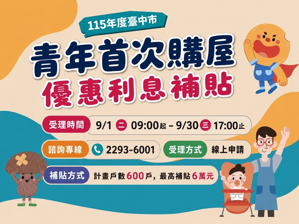 台中住宅貸款利息補貼9月開跑。圖/台中市政府都市發展局提供