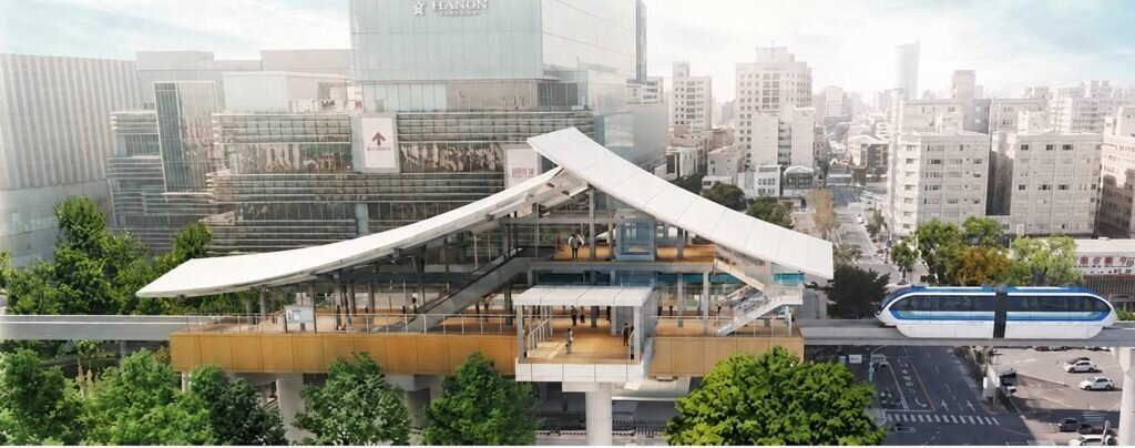 台南捷運藍線全線長約8.55公里，規劃設置10座高架車站及1座機廠，未來將串聯永康、東區及仁德等區域。示意圖／黃偉哲臉書